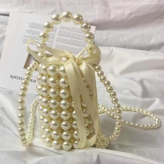 Bolsos casuales de diario con patchwork y tejido de perlas