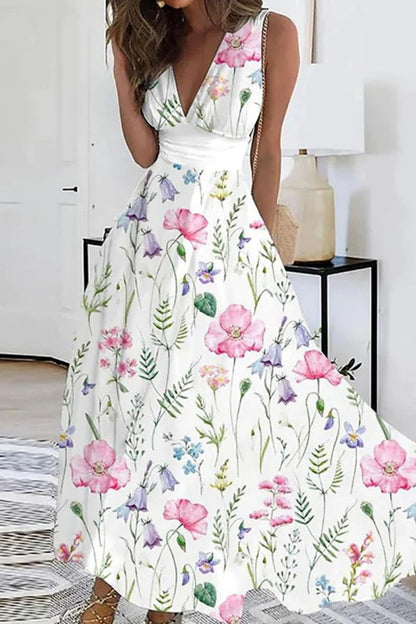 Vestidos casuales sin mangas con cuello en V y estampado de patchwork (4 colores)