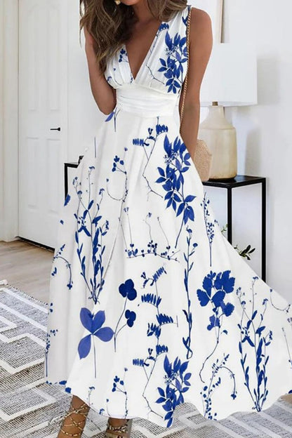 Vestidos casuales sin mangas con cuello en V y estampado de patchwork (4 colores)