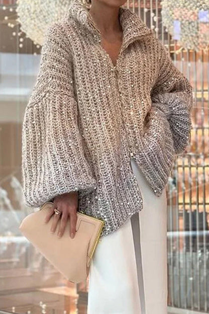 Suéteres casuales de celebridades con lentejuelas y cuello vuelto (3 colores)