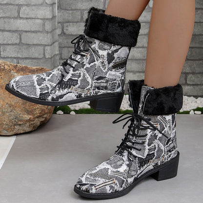 Zapatos casuales con estampado de patchwork, puntiagudos y cómodos para exteriores (altura del tacón: 3,5 cm)