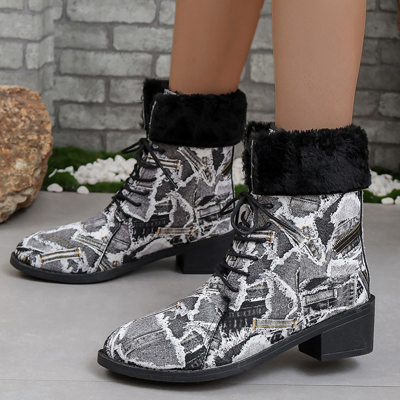 Zapatos casuales con estampado de patchwork, puntiagudos y cómodos para exteriores (altura del tacón: 3,5 cm)