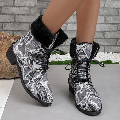 Zapatos casuales con estampado de patchwork, puntiagudos y cómodos para exteriores (altura del tacón: 3,5 cm)