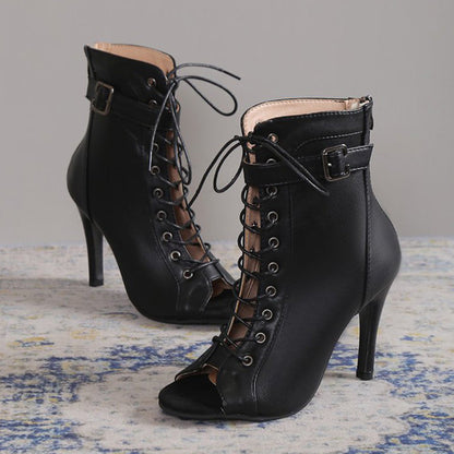 Zapatos casuales de exterior con diseño de patchwork y frenillo con boca de pez (altura del tacón: 9,5 cm)