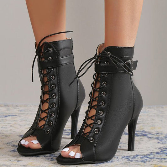 Zapatos casuales de exterior con diseño de patchwork y frenillo con boca de pez (altura del tacón: 9,5 cm)