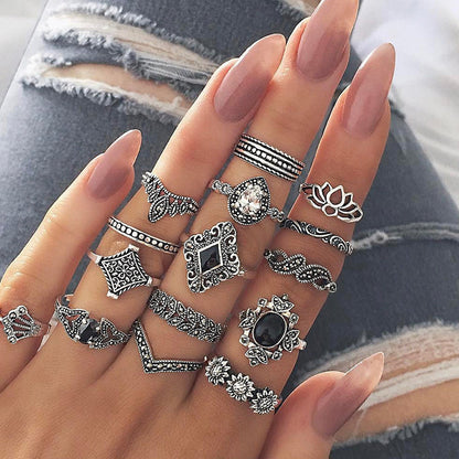 ANILLO ANÉMONA ANTIGUO VINTAGE BOHO
