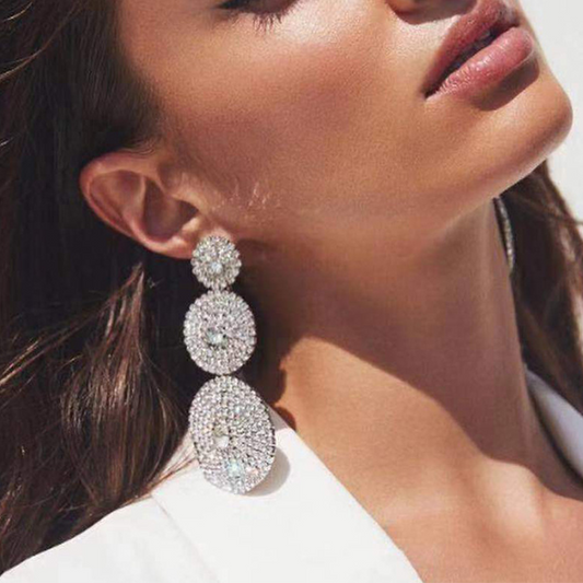 Pendientes sexis de patchwork callejero con diamantes de imitación y taladro caliente