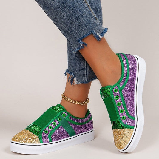 Zapatos planos informales con diseño de patchwork en contraste, redondos y cómodos para exteriores