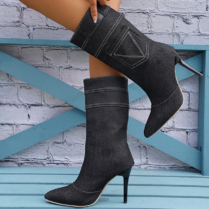 Zapatos casuales de patchwork con puntera puntiaguda (altura del tacón: 8,9 cm)