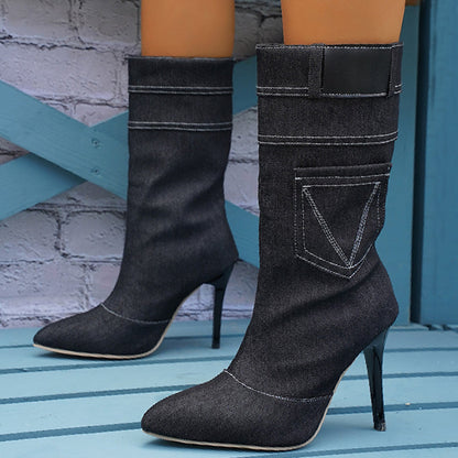 Zapatos casuales de patchwork con puntera puntiaguda (altura del tacón: 8,9 cm)