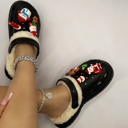 Zapatos casuales de patchwork redondos que mantienen el calor y son cómodos