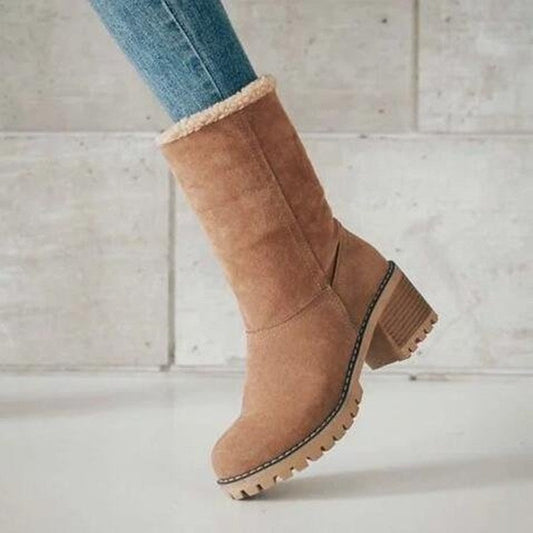 Zapatos casuales de patchwork redondos, cálidos y cómodos (altura del tacón: 5 cm) (5 colores)