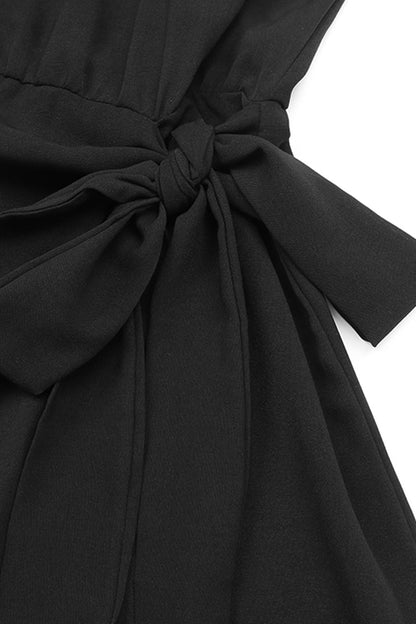 Elegante vestido liso sin mangas con cuello halter y frenillo