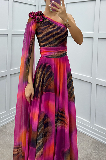 Vestidos de fiesta elegantes con estampado animal, contraste irregular, hombros caídos (4 colores)