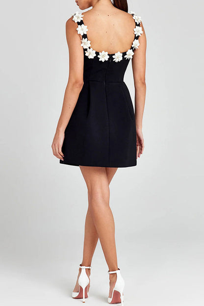 Vestidos de princesa sexys con cuello en U y bolsillos de color sólido con flores
