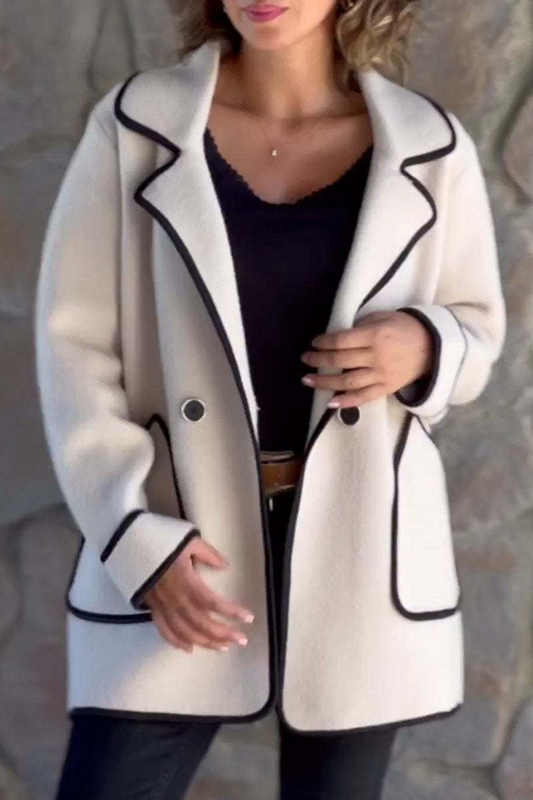 Prendas de abrigo informales con cuello vuelto, bolsillos y patchwork en contraste (4 colores)