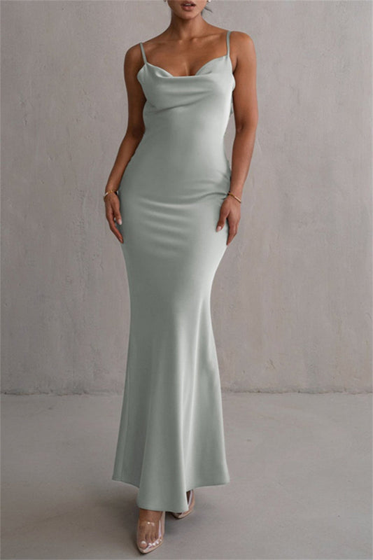 Vestidos largos sexys formales con tirantes finos y espalda descubierta
