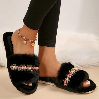 Zapatos casuales, cómodos y redondos con diseño de flores y patchwork
