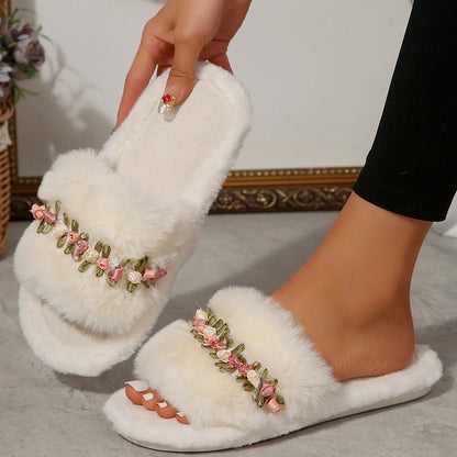 Zapatos casuales, cómodos y redondos con diseño de flores y patchwork