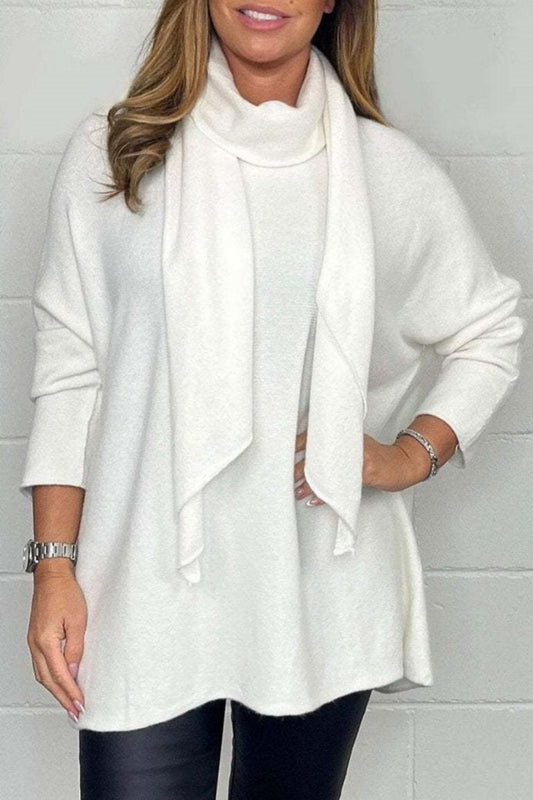 Tops casuales con cuello de bufanda básica de color sólido (3 colores)