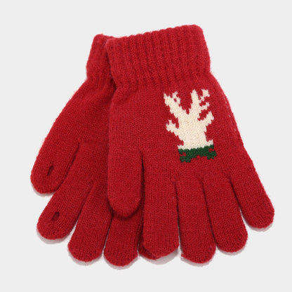Conjunto de tres piezas con bufanda, gorro y guantes de asta de reno navideño (3 colores)