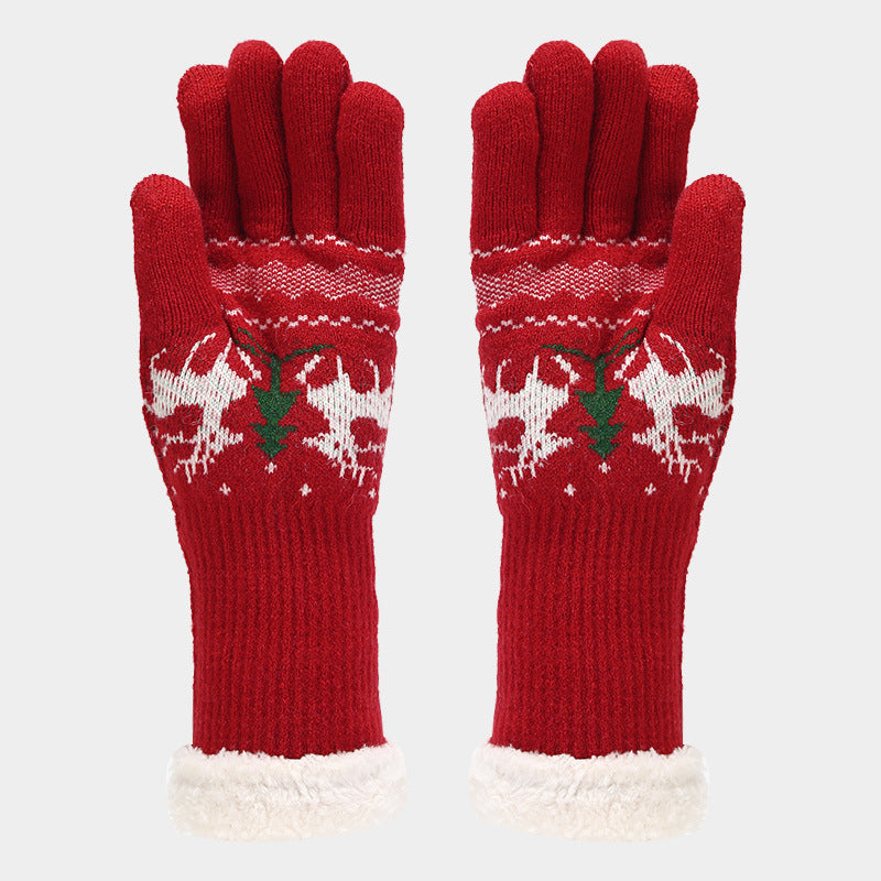 Conjunto de gorro, bufanda y guantes con estampado de reno navideño (6 colores)