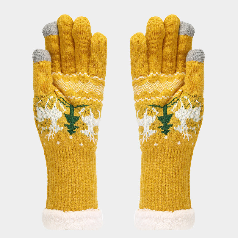 Conjunto de gorro, bufanda y guantes con estampado de reno navideño (6 colores)