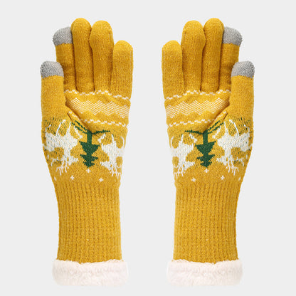 Conjunto de gorro, bufanda y guantes con estampado de reno navideño (6 colores)