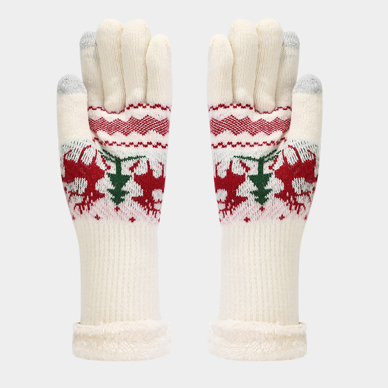 Conjunto de gorro, bufanda y guantes con estampado de reno navideño (6 colores)