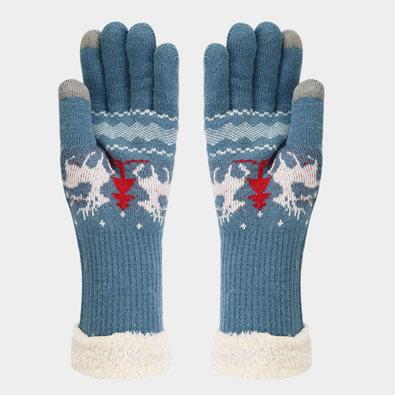 Conjunto de gorro, bufanda y guantes con estampado de reno navideño (6 colores)