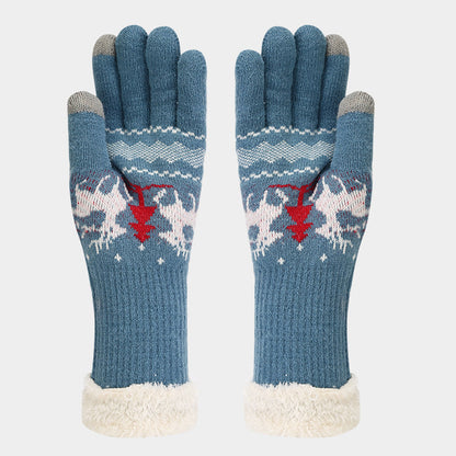 Conjunto de gorro, bufanda y guantes con estampado de reno navideño (6 colores)