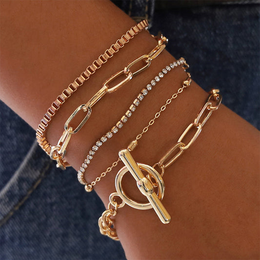Elegantes pulseras de cadenas de patchwork