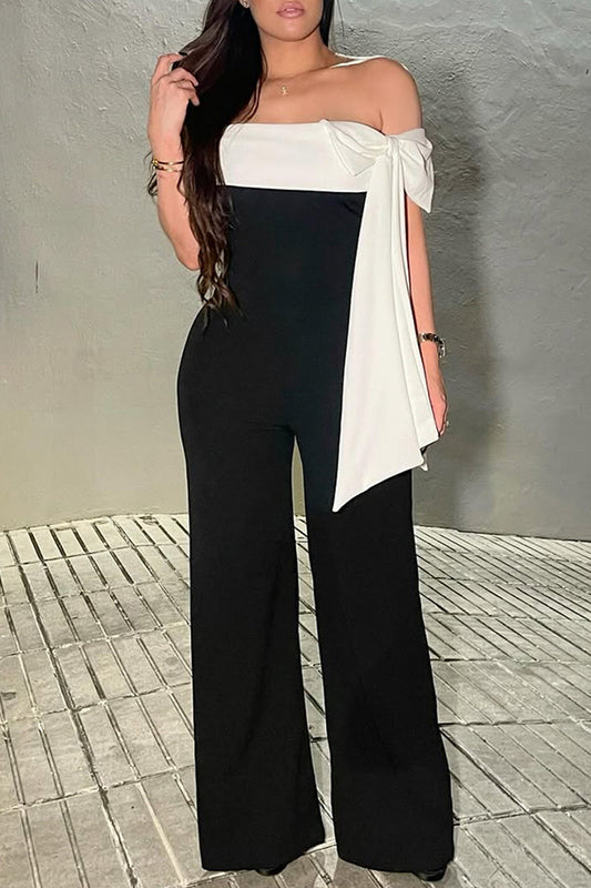 Mono informal con hombros descubiertos, espalda descubierta y parches de lazo