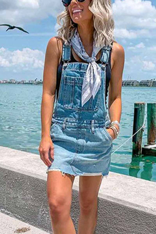 Vestido informal tipo peto de mezclilla azul