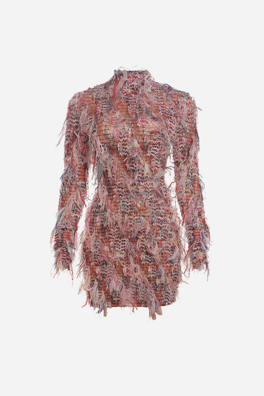 Minivestido con borlas destrozadas 