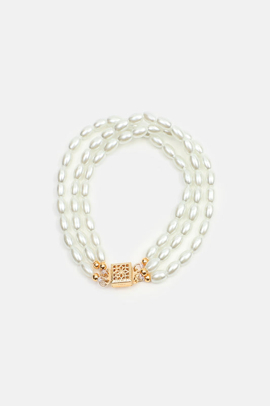 Pulsera de cuentas de perlas falsas 