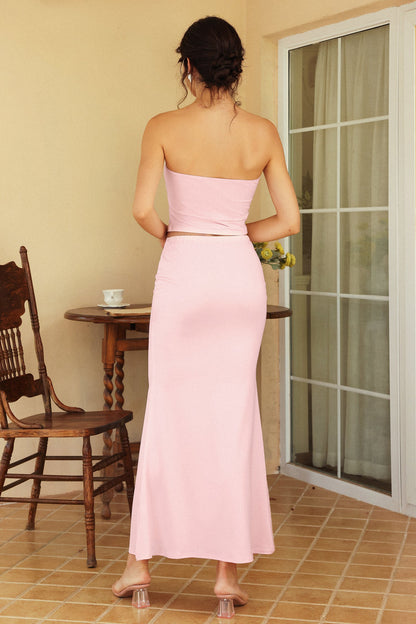 3D Flower Sleeveless Off-Shoulder Two-Piece Set