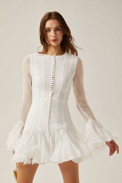 Vestido mini acampanado semitransparente Leila 