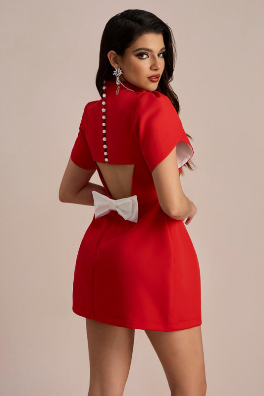 Vestido mini con lazo y aberturas Adela 