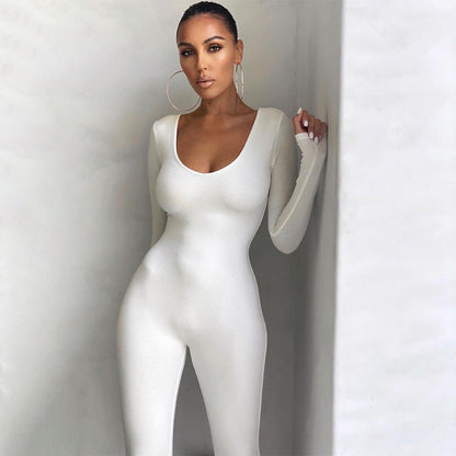 Mono ajustado de manga larga con leggings que suben la cadera para mujer
