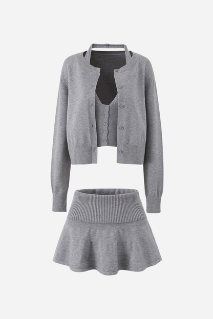 Halter Vest Three-piece Knitted Set