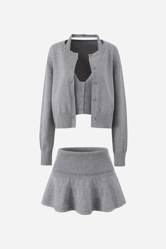 Halter Vest Three-piece Knitted Set