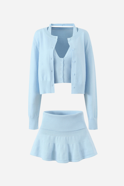 Halter Vest Three-piece Knitted Set