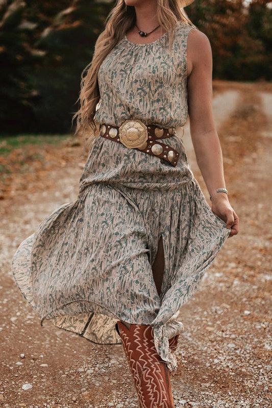 Vestido sin mangas con estampado de cactus vintage 