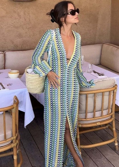 Sunweave Luxe - Crochet Deep V Maxi Beach Dress