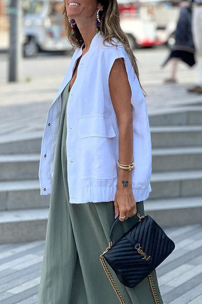 Vestido sin mangas con escote en V y tirantes