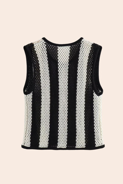 Hermosa Floral Applique Hollow Knit Vest