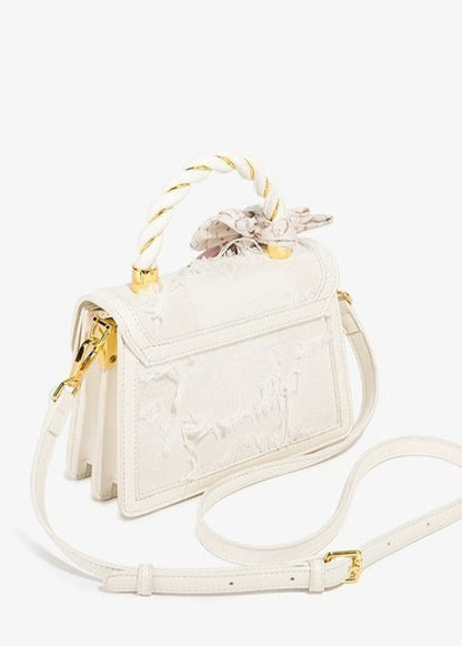 Roselle - Lace-Embellished Mini Top-Handle Bag with Scarf Detail