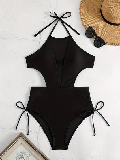 Sheer Elegance Mesh Halter One-Piece