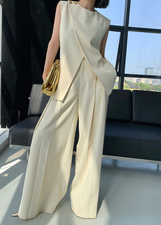 Sculpted Edge Asymmetrical Top & Wide-Leg Pants Set